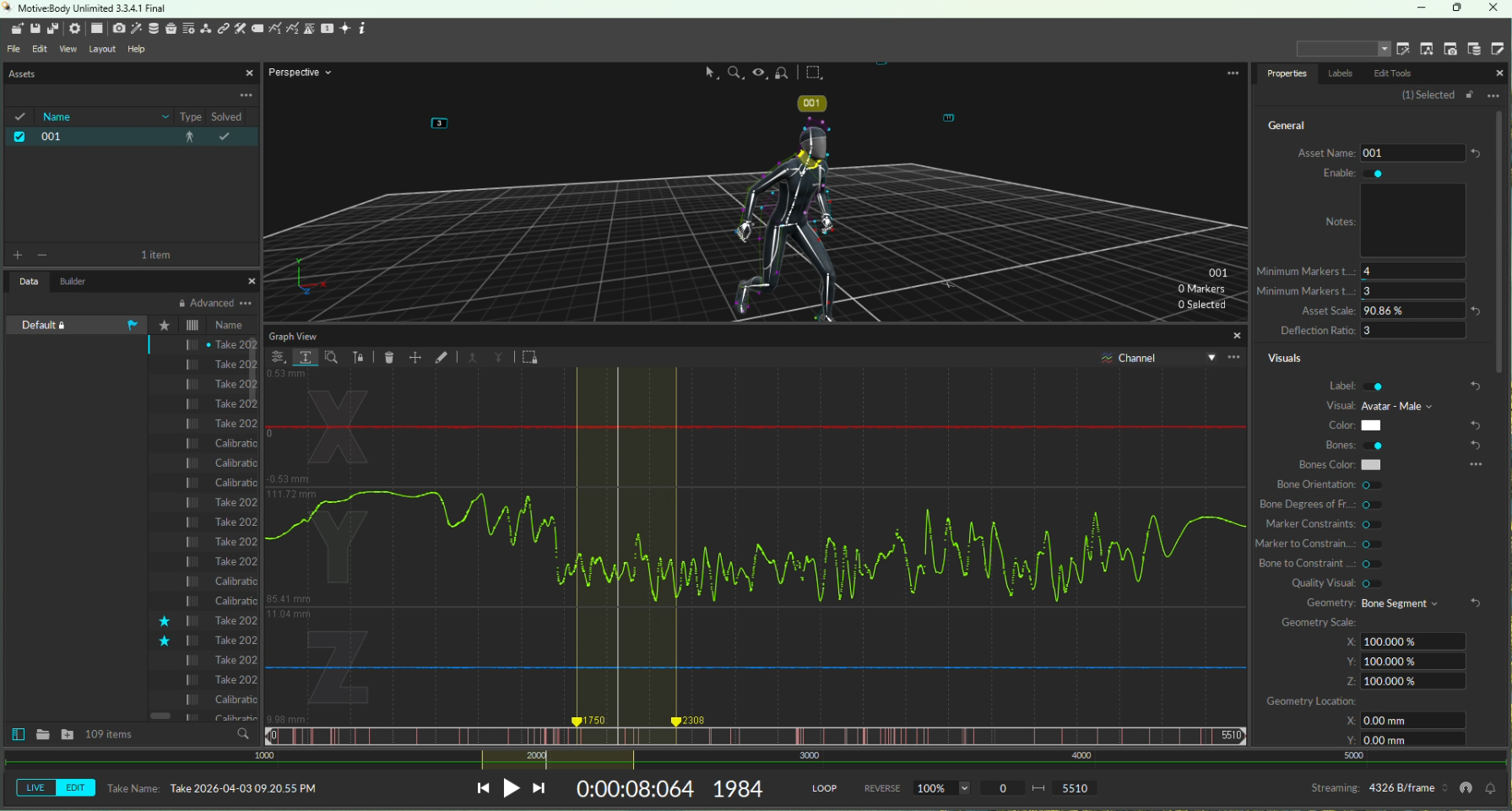 后处理工作 — 在Motive中整理动作数据的过程