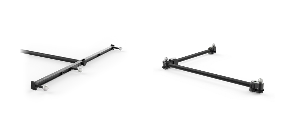 캘리브레이션 완드(왼쪽)와 그라운드 플레인 프레임(오른쪽)